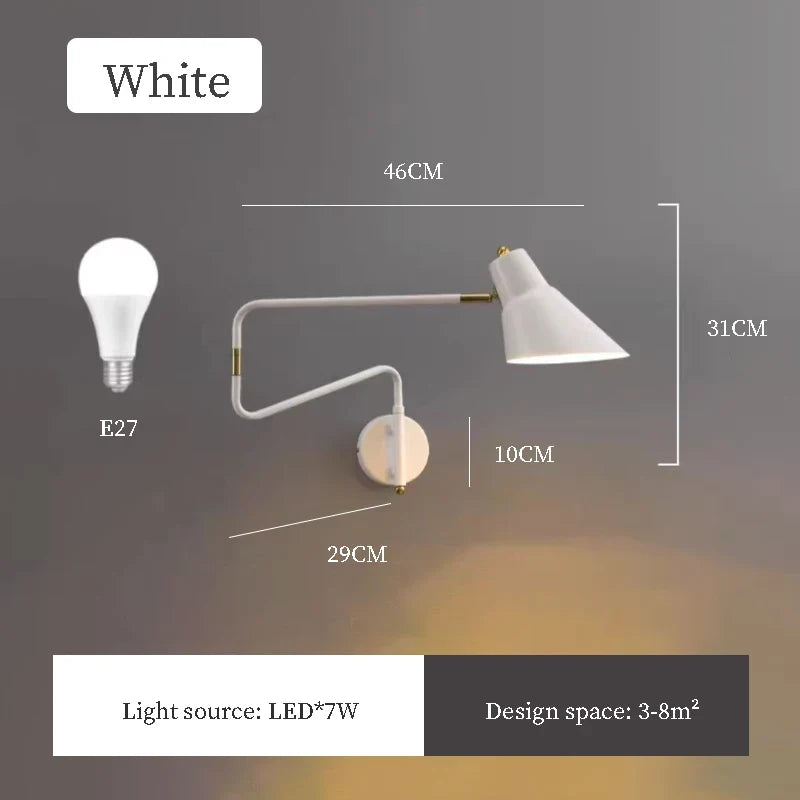 applique murale à LED design pivotant pour intérieur moderne
