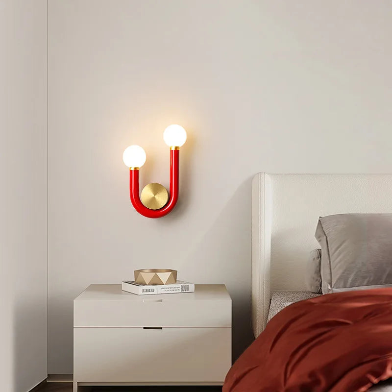 applique murale artistique en métal avec tube en u pour éclairage intérieur