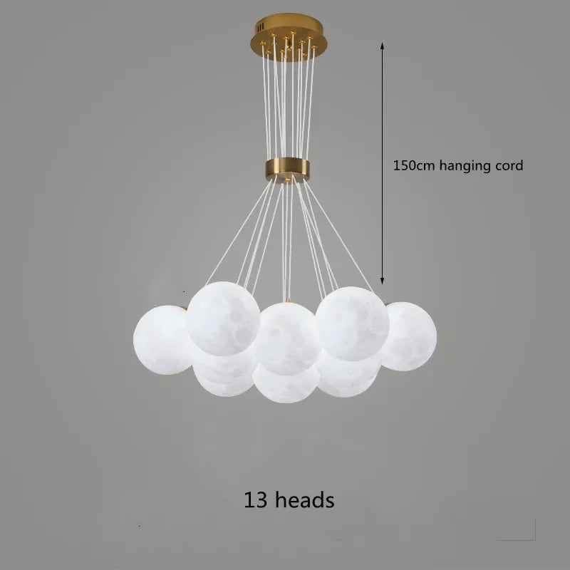 lustre led 3d lune bulle boule suspension décoration luminaires
