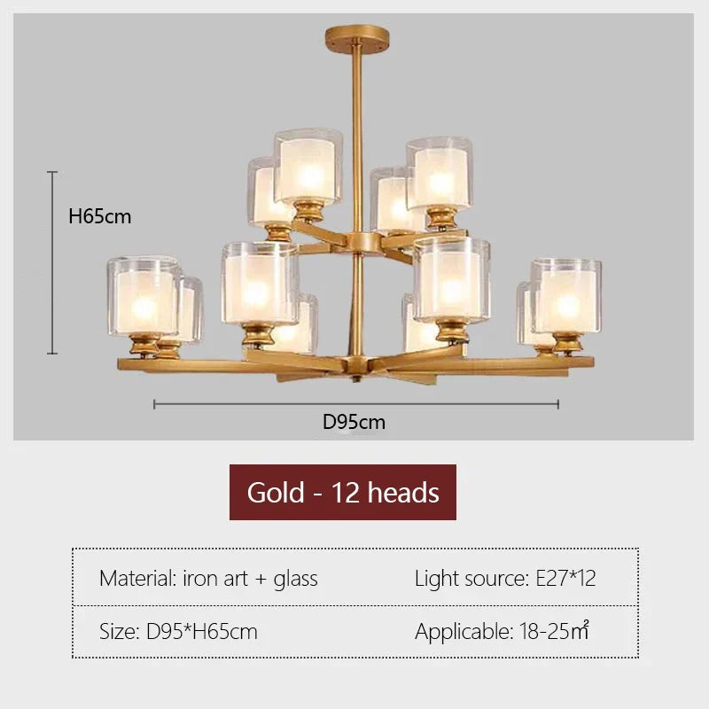 lustre moderne en verre avec éclairage led design luxe