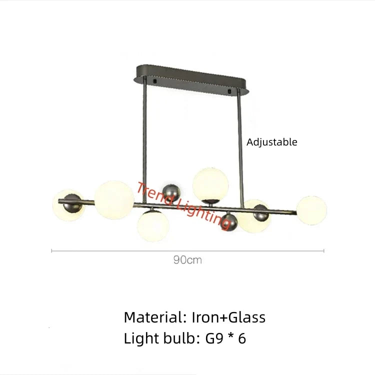 lustre moderne en métal et verre pour intérieur avec fil réglable
