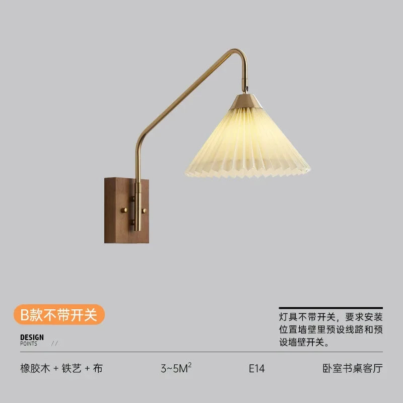 Retro Bedroom Wall Lamp, Nordic Nostalgic Wooden Homestay, Living Room, Dining Room, Study, Bedside Decoration, LED Wall Lamp