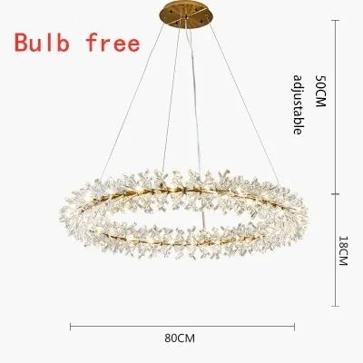 Lustre en cristal de fleur moderne Suspension lustres LED de luxe pour salon 60 80 100 cm anneaux suspendus suspension