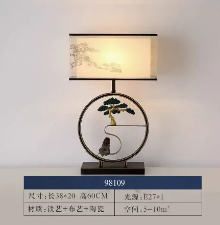 lampe de table style chinoiserie rétro pour salon de thé