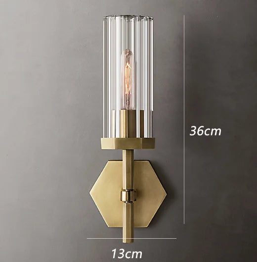 applique murale led de luxe américaine avec abat-jour en cristal et métal doré