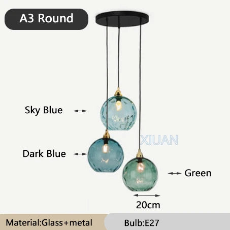 lustre en verre coloré lumineux pour restaurant