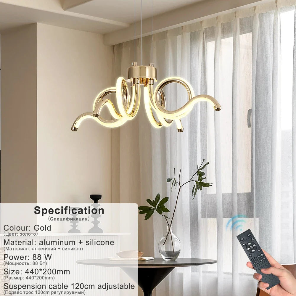 lustre moderne doré artpad avec télécommande pour éclairage intérieur