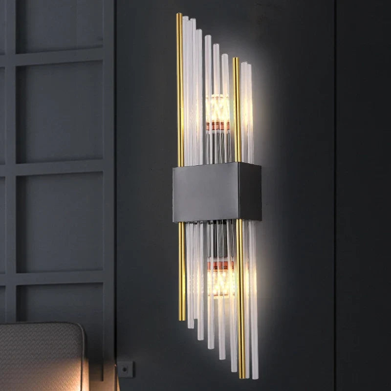 applique murale moderne double tête en cristal doré led