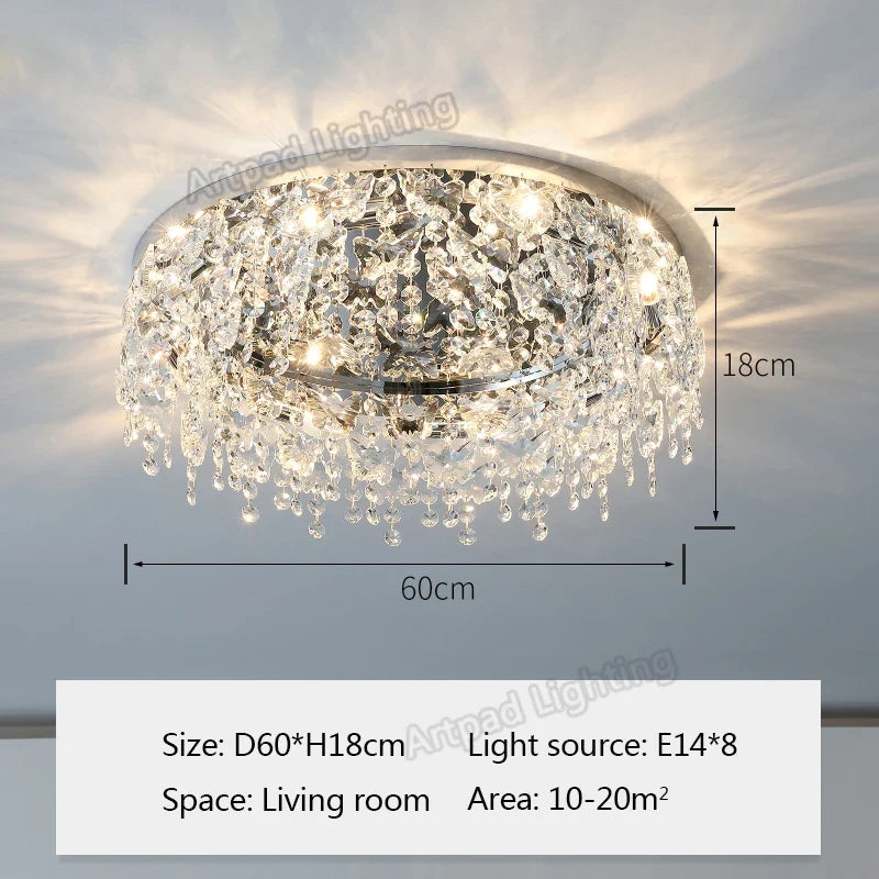 plafonnier moderne en métal design cristal décoratif pour intérieur