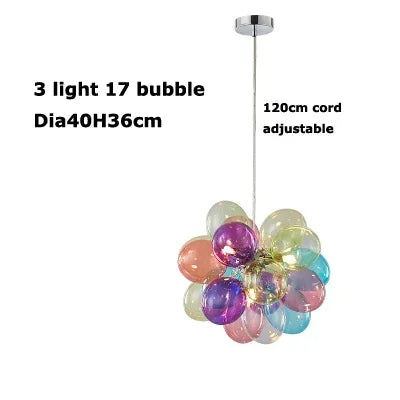 Colorful Bubble Chandelier Glass Pendant Lamp Ceiling Light Suspension Hanging Luminaire for Living Room Bedroom