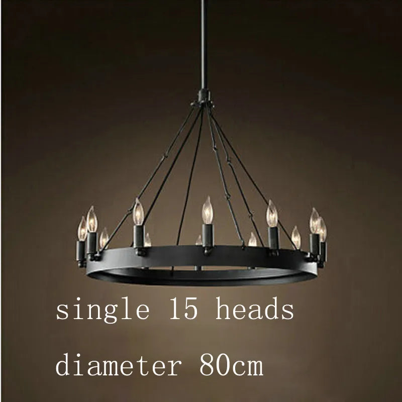 Lustre rond et Moderne américain rétro fer Vintage industriel Led