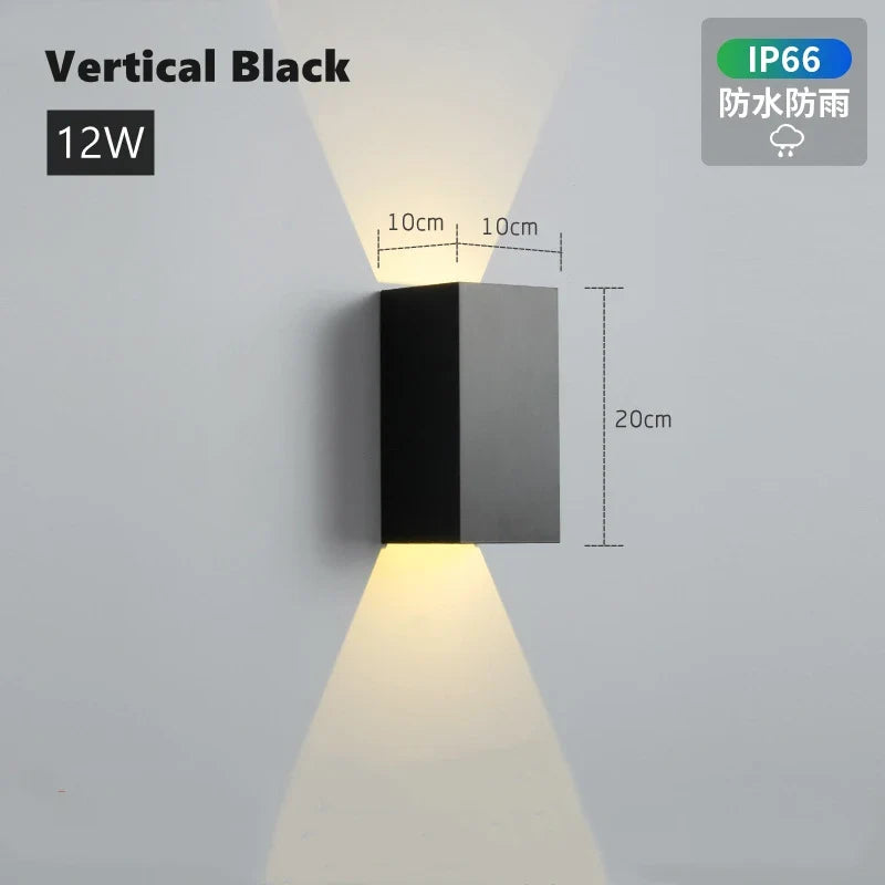 12W UP and Down Outdoor LED Wall Lamp PIR Motion Sensor Waterproof Garden Porch Light Adjustable Aluminum Wall Sconce Lighting