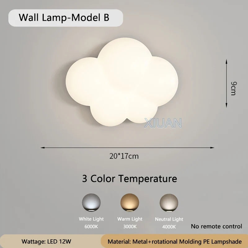 applique murale moderne en forme de nuage blanc pour intérieur