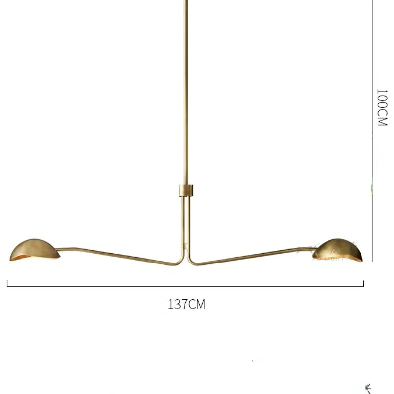 lustre rétro en cuivre design créatif à bras long