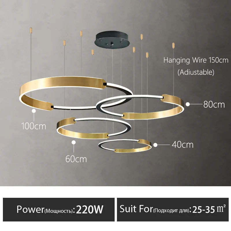 lustre moderne en anneau design pour décoration intérieure