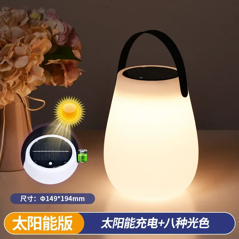 lanterne solaire rechargeable sans fil avec poignée en silicone