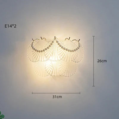 applique murale led en verre forme perle plume feuille coquille soleil fleur