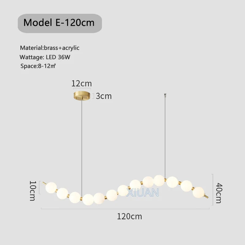 lustre suspension en acrylique blanc avec perles