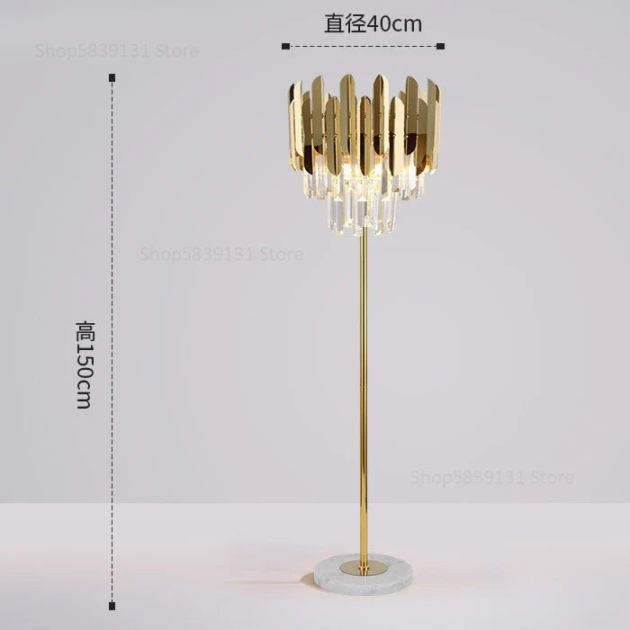 lampadaire post-moderne nordique en cristal doré led luxe