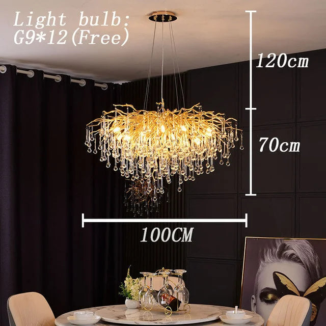 lustre en cristal led de luxe moderne simple intérieur
