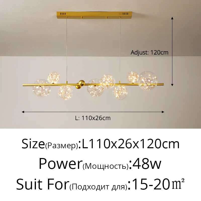 suspension led nordique boule de verre clair pour bar restaurant