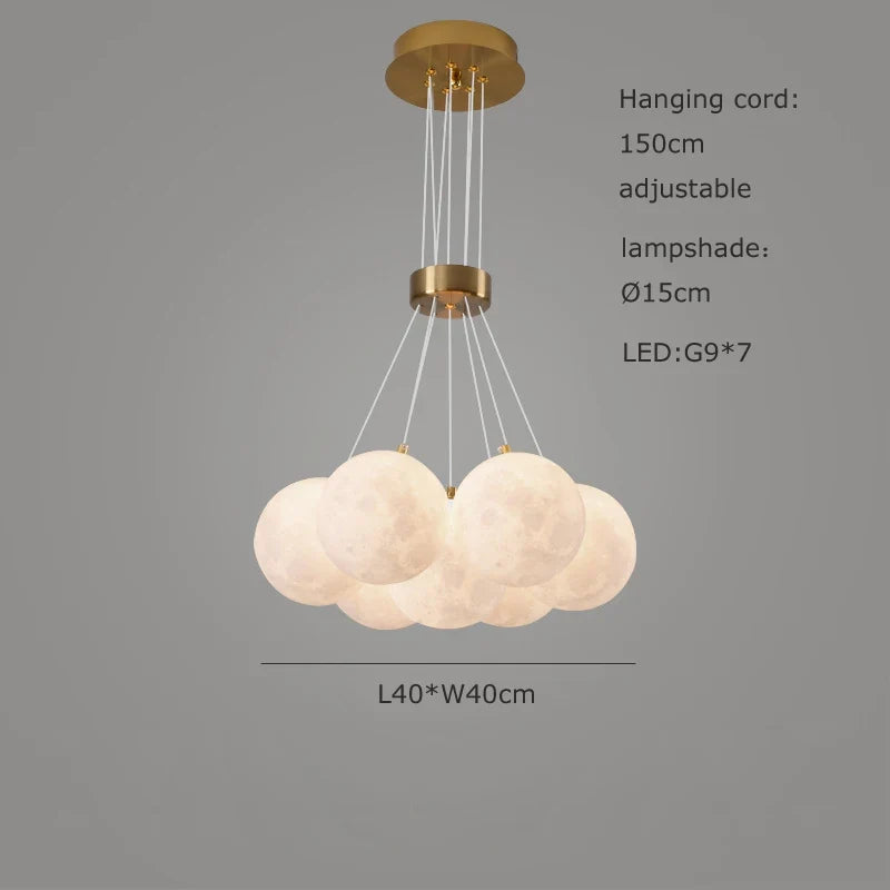 lustre sphérique planète led moderne réglable en hauteur pour décoration