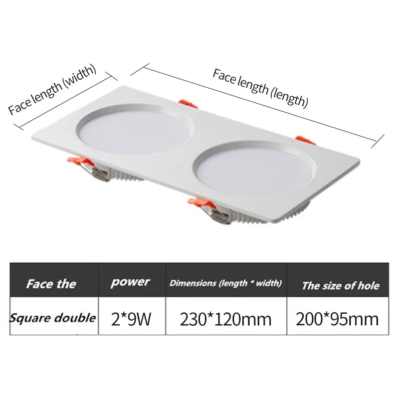 spot led double tête encastré ultra mince design moderne