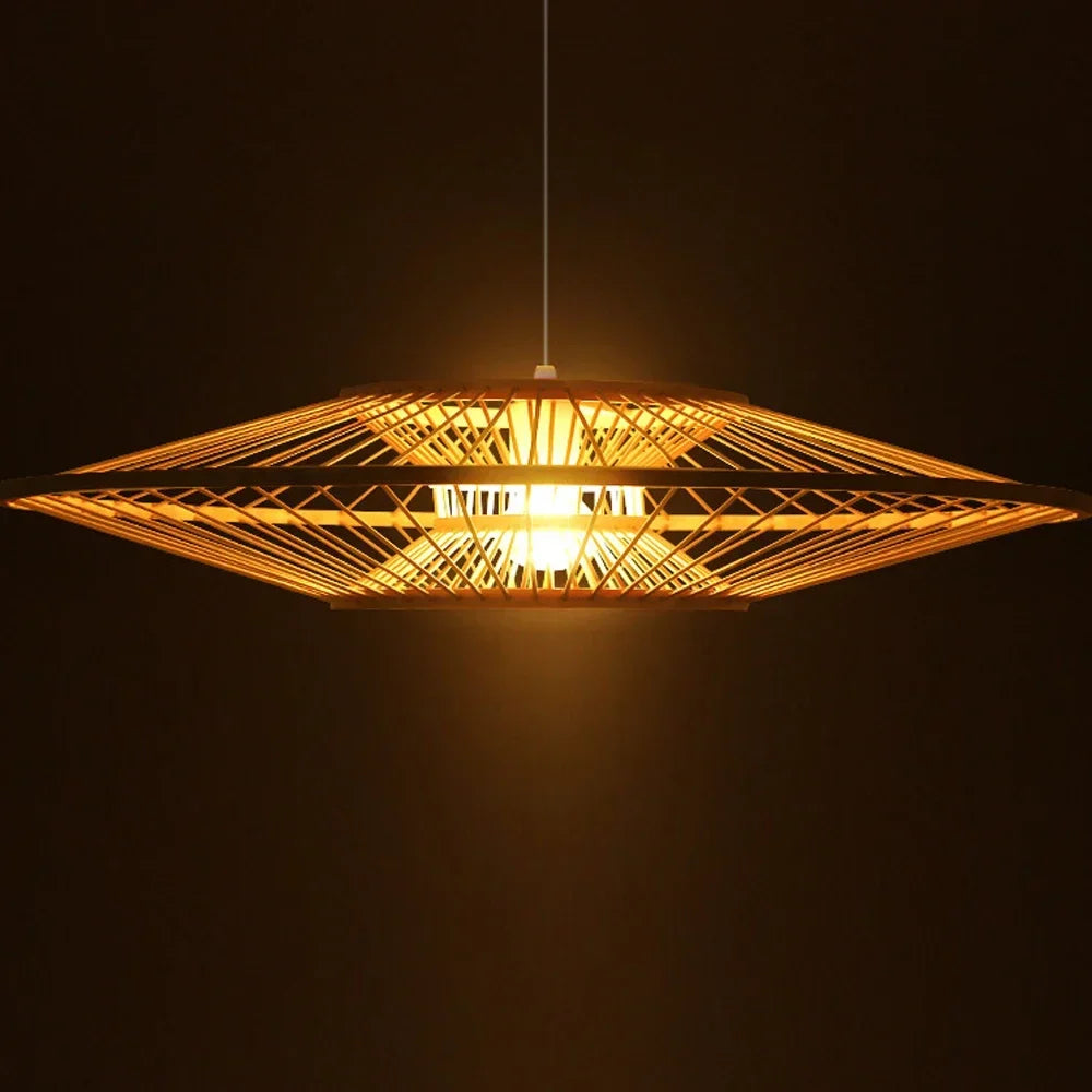 lustre en bambou style rétro pour décoration intérieure