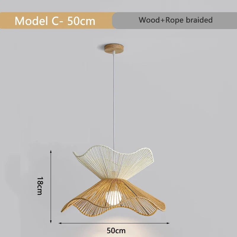 suspension japonaise tressée à la main luminaire décoratif en bois