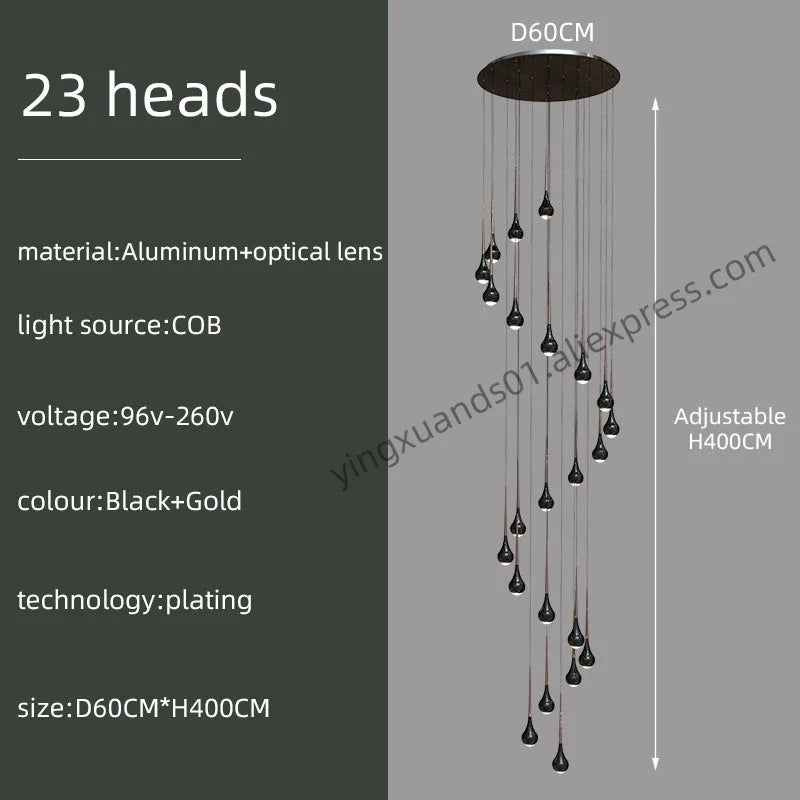 suspension moderne à led pour escalier et intérieur