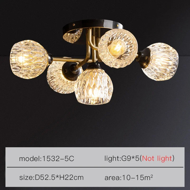 lustre moderne nordique luxe en cristal et cuivre