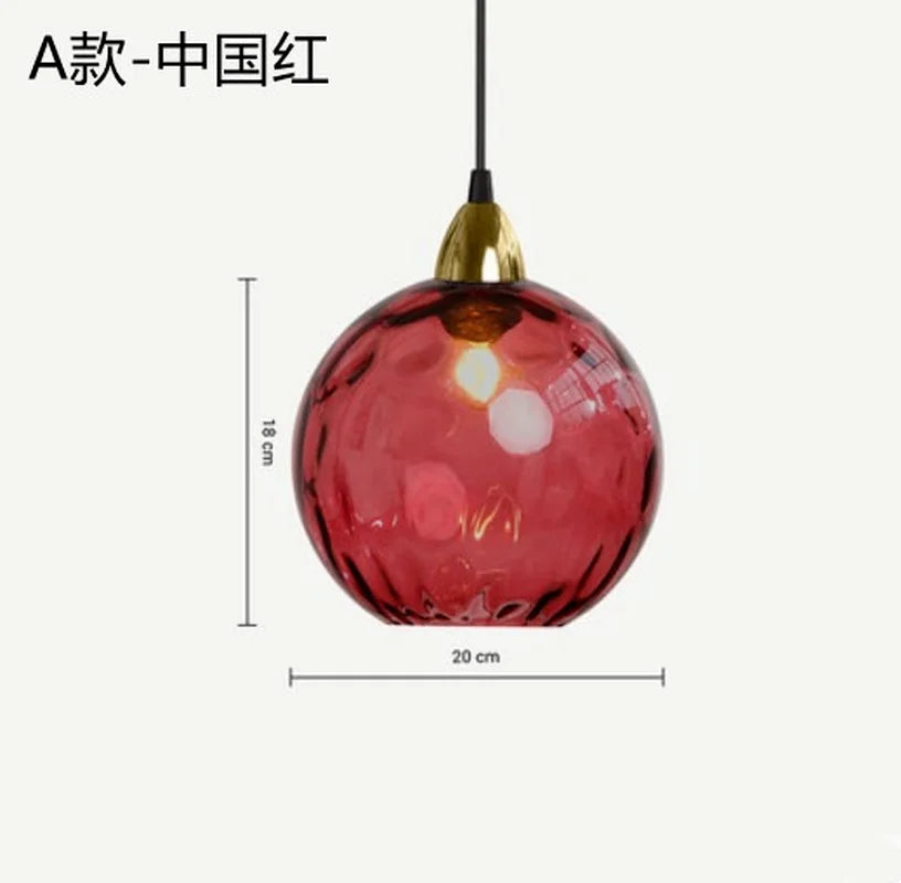 Lustre boule de verre coloré nordique lampes suspendues moderne Grain d'eau Restaurant cuisine luminaire suspendu chambre lampe de chevet