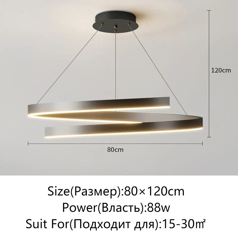 lustre spirale en aluminium led pour décoration maison