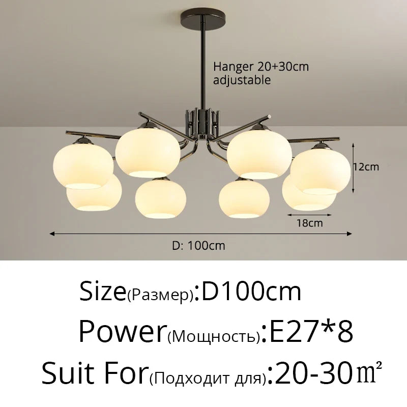 lustre nordique simple en verre blanc pour décoration de plafond
