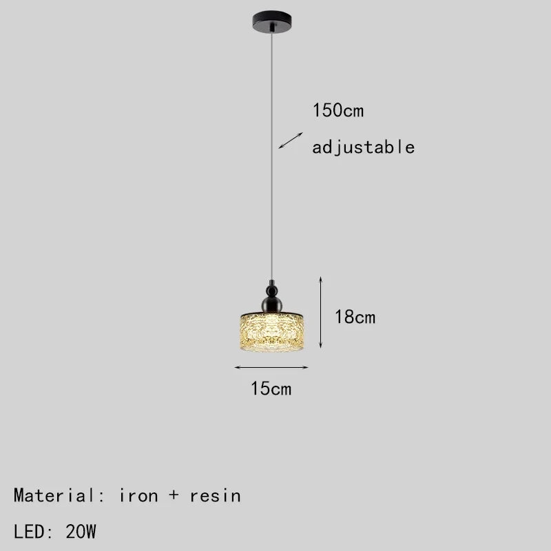 lustre led style 	 en résine et métal ajustable