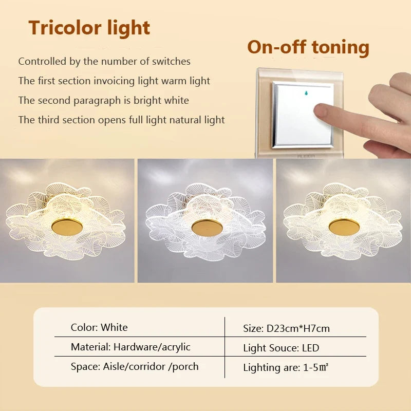plafonnier led moderne en acrylique pour décoration intérieure