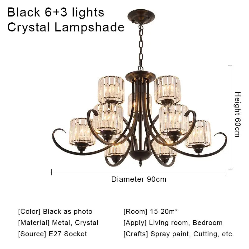 lustre cristal rétro suspension modernes pour décoration intérieure