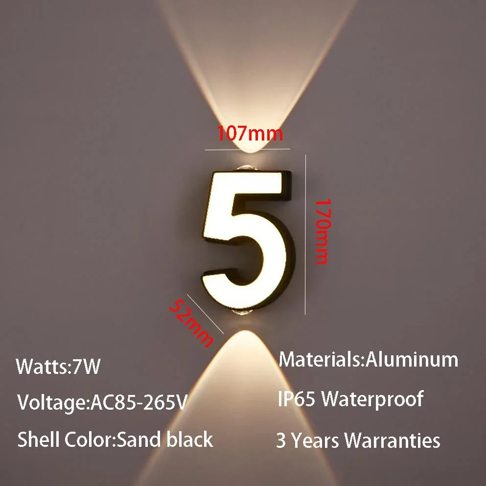 applique murale LED numéro de chiffre intérieur et extérieur IP65 étanche moderne minimalisme Style aluminium porche lumières de jardin