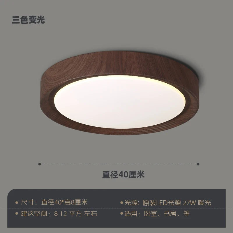 plafonnier led design nordique en bois et fer décoratif