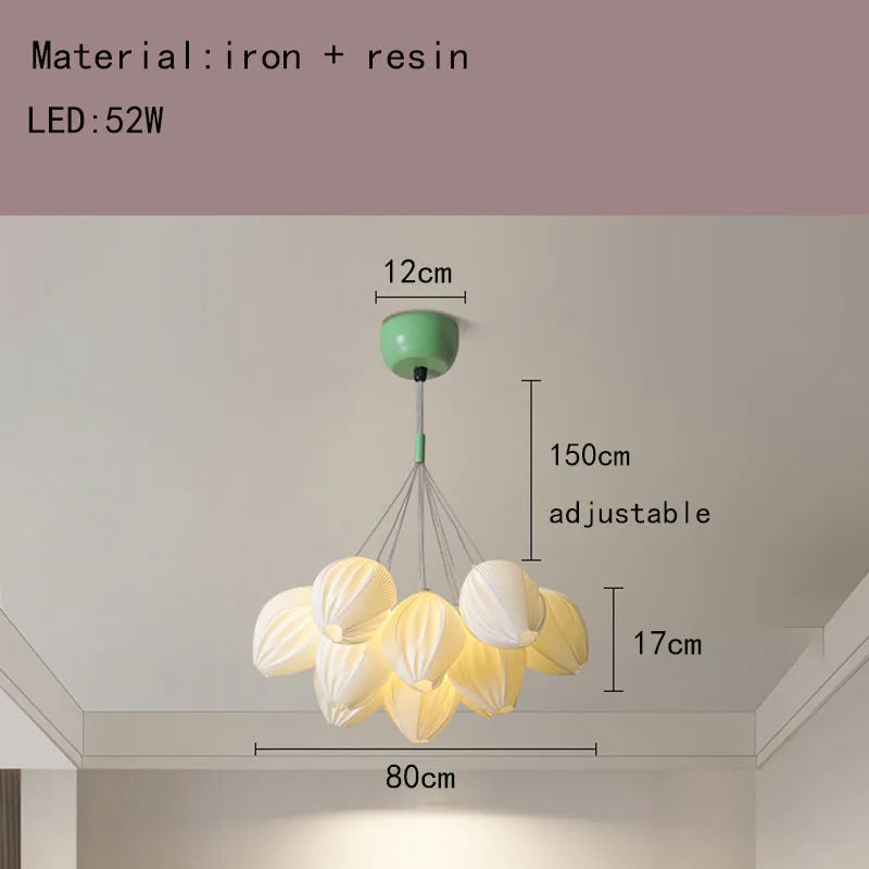 lustre en résine avec abat-jour romantique en métal
