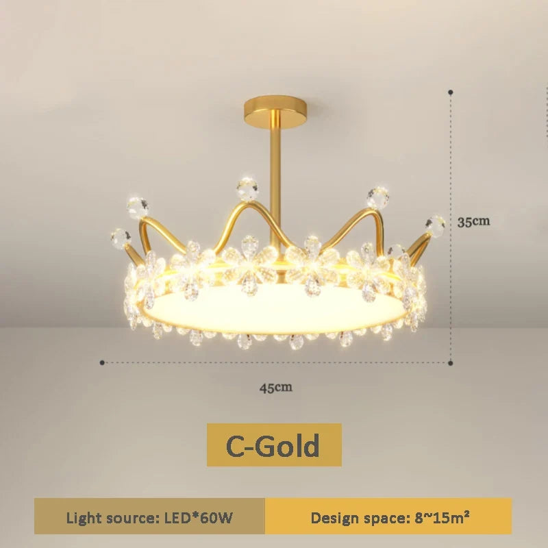 lustre en cristal couronne d'or pour décoration enfant étoile luxueuse