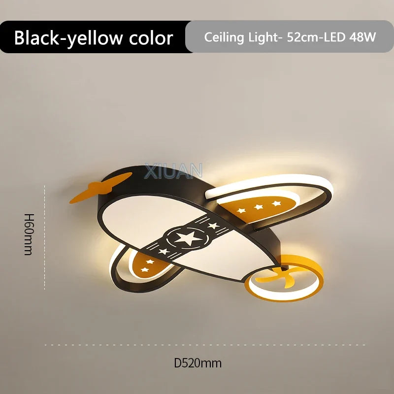 lustre avion moderne pour enfants avec éclairage télécommandé