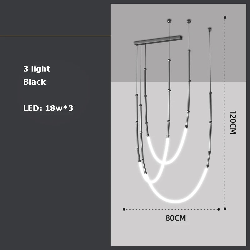 lustre linéaire à led design en acier inoxydable minimaliste
