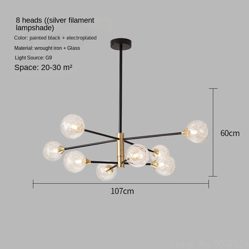 lustre moderne en forme de haricot avec éclairage led suspendu