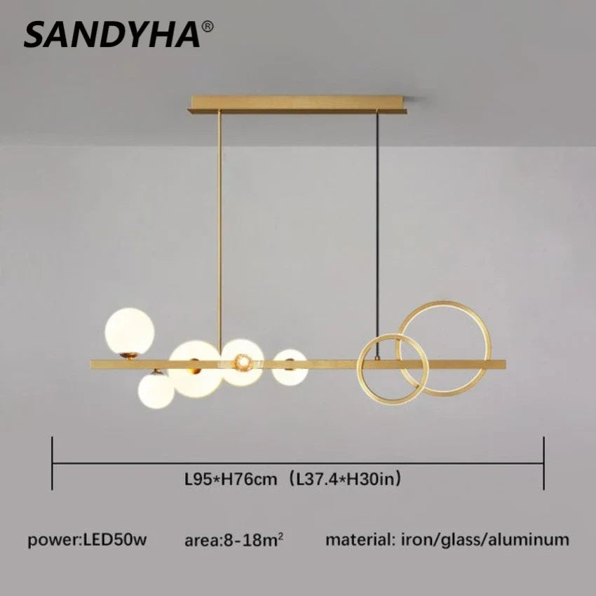 lustre moderne en verre design lumineux pour intérieur
