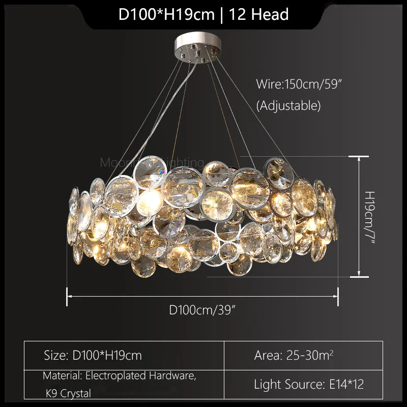 lustre en cristal k9 moderne pour décoration intérieure élégante