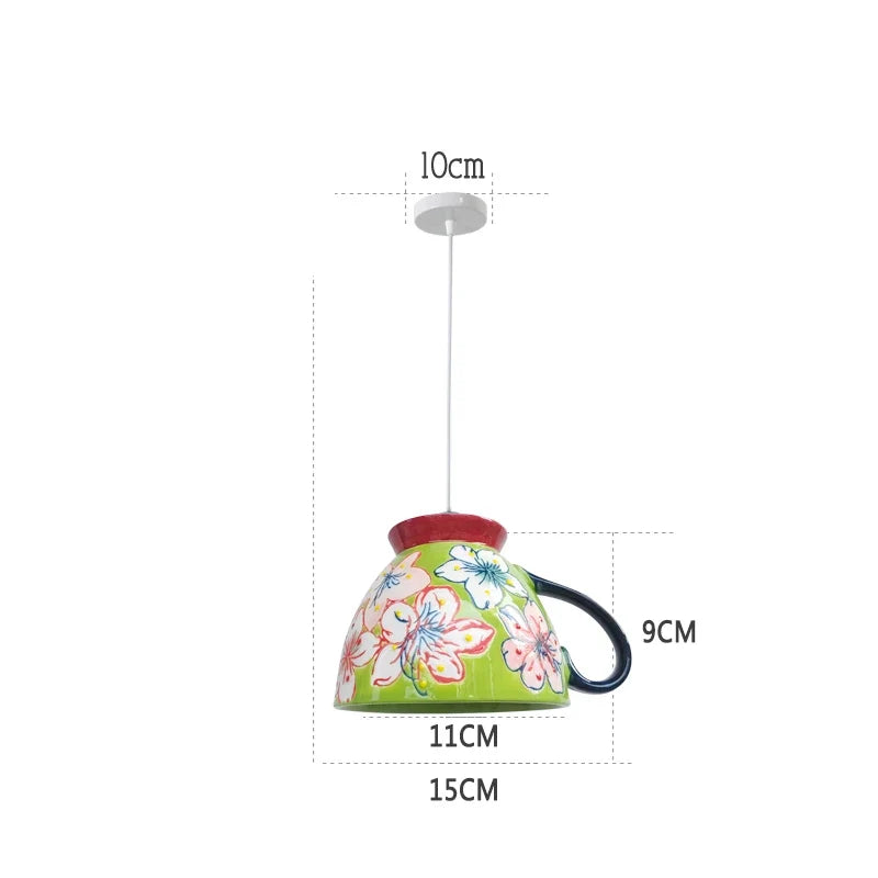 suspension en céramique design art thé éclairage led g4