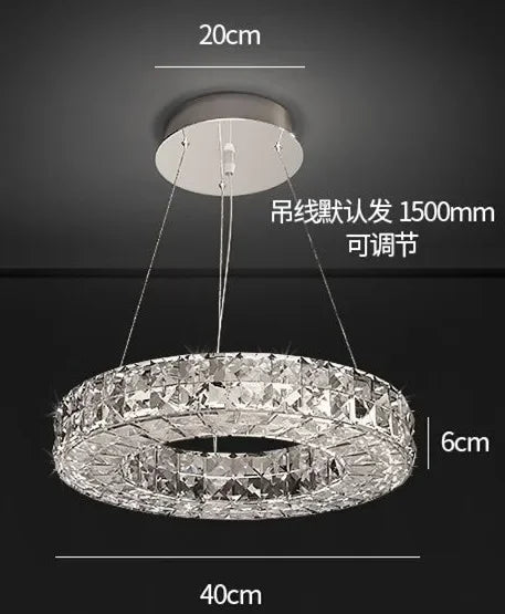 lustre en cristal transparent à led pour décoration intérieure moderne