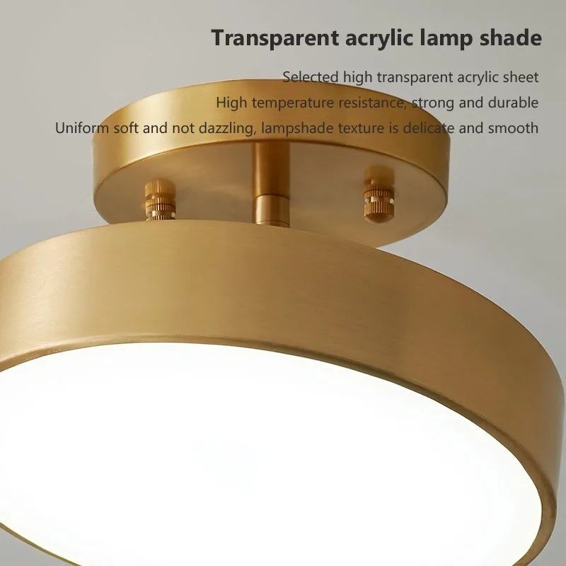 plafonnier cuivre led simple rond vestiaire