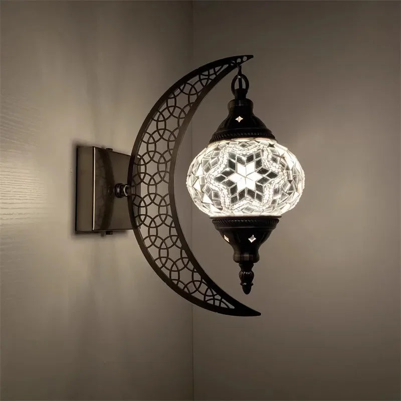applique murale rétro bohème en forme de lune décorative artisanale